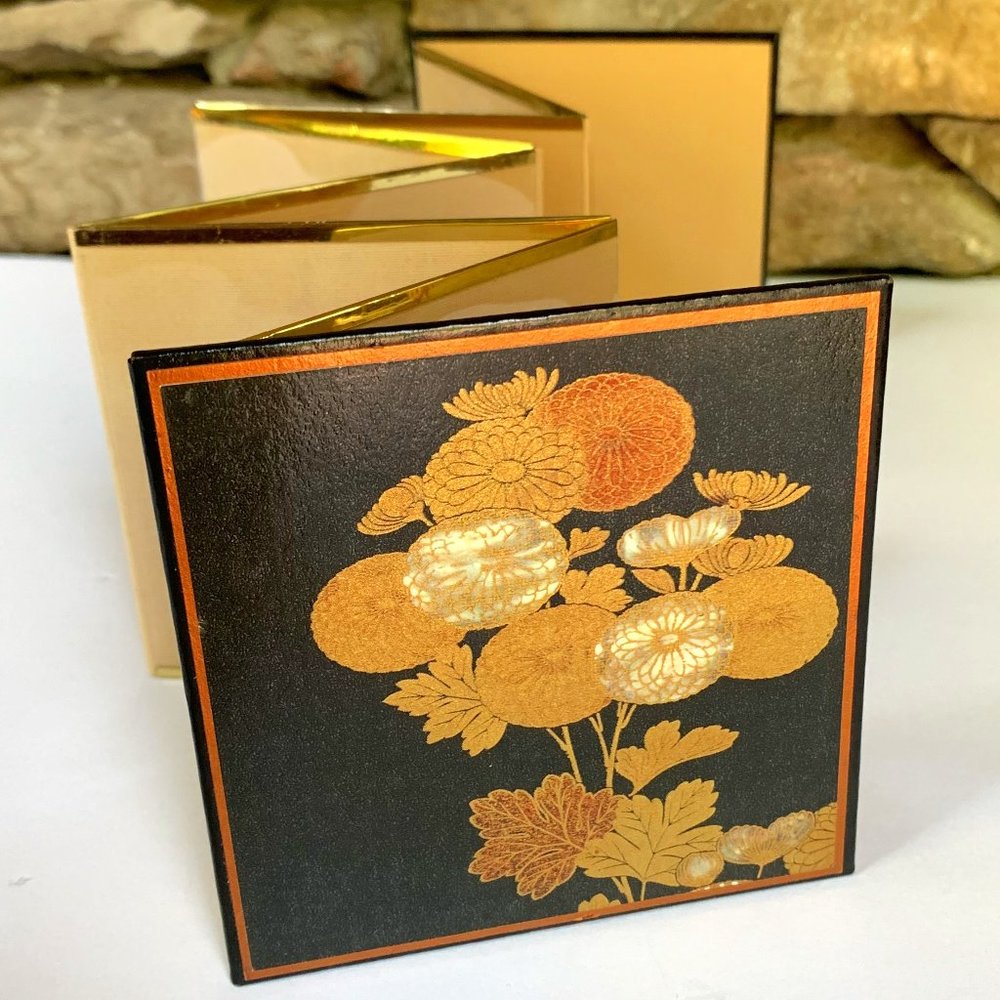 VTG Asian Mini Photo Album Floral Cover Accordion Japan Caspari